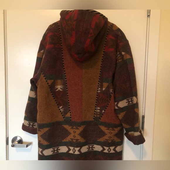 VINTAGE BLANKET COAT CB CANVASBACKS L XL WESTERN WOOL WOVEN - Picture 6 of 16